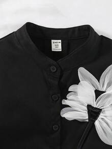 SHEIN 女孩优雅花卉装饰无袖背心和裙子套装，适合日常、节日、外出和度假穿着。 - 黑色 - View 7