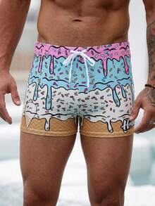 Manfinity Swimmode 男士休闲融化世界印花泳裤 - 彩色 - 查看 4