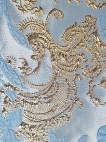 Ellevyn 女士圆领提花复古优雅派对中长连衣裙 - 湖藍色 - 查看 7