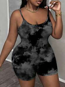 Slaydiva Jumpsuit Kasual Tie-Dye Ukuran Besar, Cocok untuk Festival Musik - MultiWarna - View 4