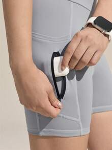 Quần short đạp xe địa hình nữ Exploreva cạp cao, đệm 4D - Có túi khóa kéo và đệm mông - Xám - Xem 6