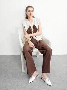 CUCCOO BIZCHIC 女士尖头白色漆皮亮面多带金属扣后跟绑带时尚约会百搭通勤平底鞋 - 白色 - 查看 6