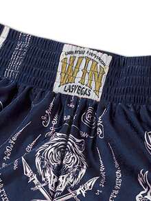 PAVTROS Bộ quần short liền thân Manfinity Streetrush dành cho nam, cạp chun, độ co giãn cao, kiểu dáng cạp cao và ngắn, siêu ngắn, vải bóng với họa tiết "Rồng hổ đen trắng", quần đùi boxer kiểu Thái, quần short thể thao casual bóng rổ, xẻ tà hai bên, đang rất hot trên , trang phục thường ngày năng động, đi làm và đi nghỉ mát, lựa chọn hàng đầu làm quà tặng cho bạn trai và chồng, trang phục đôi. - Màu xanh hải quân - Xem 5