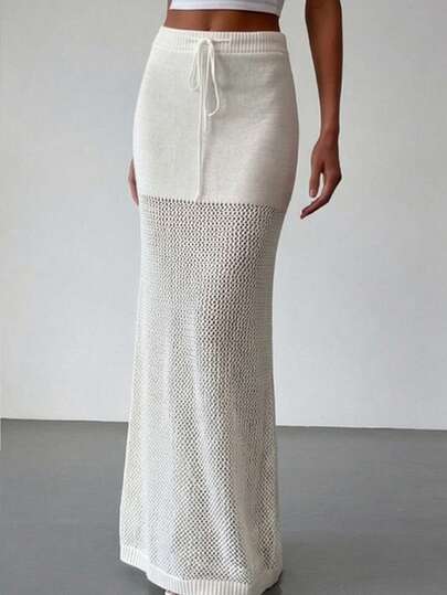 INAWLY 女士度假针织镂空迷你裙