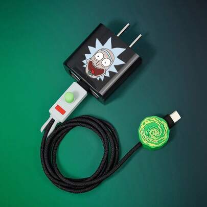 Rick and Morty X SHEIN Data Cable Protector, Suitable For IPhone Charger, 3-Piece Charger Protector Set (Excluding Data Cable)