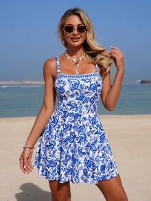 Swim Lushoire Bộ đồ bơi hai mảnh dành cho nữ, họa tiết hoa văn Paisley, dây đeo dày, kiểu dáng thanh lịch với quần tam giác, thích hợp cho mùa hè. - Nhiều màu - Xem 1