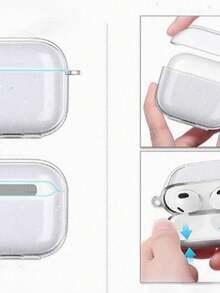 Solid Color Apple Series Minimalist Loose Powder TPU Soft Case Earphone Protection Cover - Clear - View 7