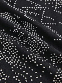 AXEPEAK Camiseta de manga corta con cuello redondo, casual y versátil, con incrustaciones de diamante de imitación para uso diario para hombres - Negro - Ver 5