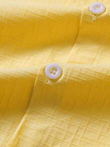 Manfinity Homme 男士夏季休闲衬衫和裤子套装 - 黃色 - 查看 3