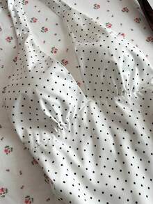 Glimmora Vestido sexy de mujer con cuello en pico y estampado de lunares - Blanco - Ver 3