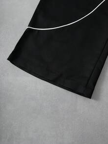 PAVTROS 男士撞色滚边拉链连帽衫和抽绳腰带运动裤套装 - 黑色 - 查看 9