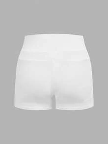 SHEIN EZwear 3件套女士夏季休闲通勤运动度假风高腰骑行短裤，黑色、白色、豹纹印花 - 彩色 - 查看 6