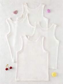 4件套女童可爱草莓樱桃水果印花多功能吊带背心套装 - 白色 - 查看 2