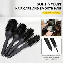 1 paquet Peigne rond ionique professionnel, cylindre métallique antistatique, poils en nylon, manche avec brosse à dents, sectionne les cheveux - convient pour les cheveux secs, coiffés, bouclés et lisses, convient à tous les types et volumes de cheveux, réduit les frisottis et l'huile, noir, 4 tailles, convient à toute la famille, peigne à cheveux, outil de coiffage, essentiel pour la coiffure, les salons de beauté, la rentrée scolaire, les voyages et les vacances. - Multicolore - Voir 2
