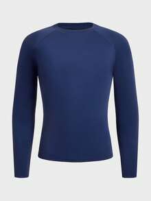 HIMLAND Men's Casual Commuting Beach Minimalist Rash Guard - Navy Blue - View 1