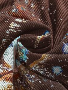 ROMWE Grunge Punk 女士复古坏女孩中性街头休闲星星铆钉印花迷你紧身连衣裙 - 棕色 - 查看 4