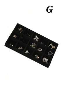 Velvet Jewelry Tray, Large Capacity Jewelry Organizer With Separate Compartments, Stackable Jewelry Display Stand For Earrings, Necklaces, Bracelets, Rings, Hair Clips, Hairbands, Etc. - Black - View 33