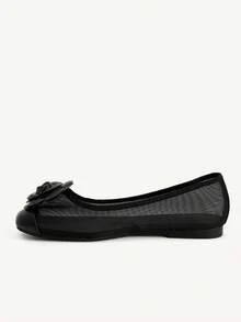 CUCCOO CHICEST Giày bệt nữ màu đen lưới họa tiết hoa, thoải mái. - Than chì đen - Xem 4