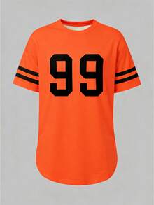 Maweii Burnt Orange Summer Oversized Women's Plus-Size Digital Printed Striped T-Shirt,Everyday Casual Home Top,Gift For Mothers & Sisters - Multicolor - View 3
