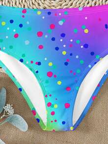 渐变印花，海滩度假风，少女休闲简约修身吊带背心和三角比基尼泳衣套装，适合夏季休闲度假，#Coconutgirl - 彩色 - 查看 6