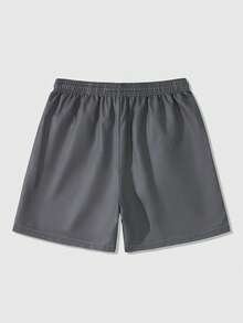 ROMWE MEN Prep Quần short nam in chữ, cạp chun có dây rút và túi hai bên. - Xám - Xem 2