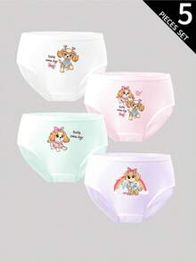 4条/包 女童可爱小狗图案休闲内裤 - 彩色 - 查看 1