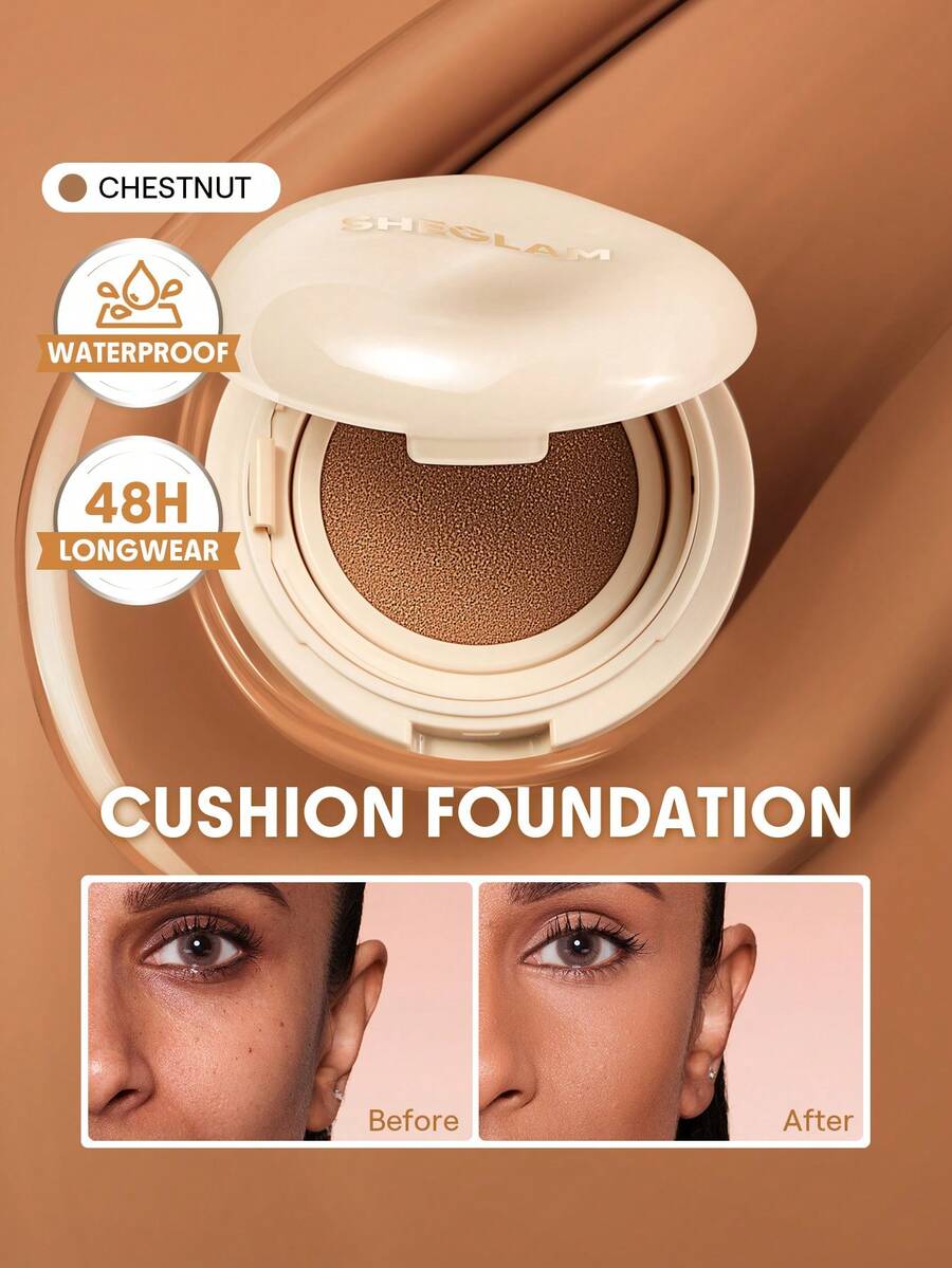 SHEGLAM Lock & Go Long-Lasting 氣墊粉餅-Chestnut 品牌 美容 化妝 化妝品 適合女性與女孩 完美搭配夏季春季 Y2K 時尚 流行 生日 母親節禮物 假期 派對準備就緒 最佳顏色 - Chestnut - 查看 1