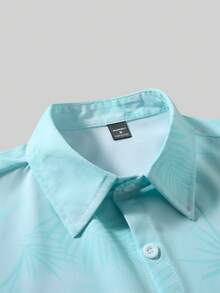 OTTIMOZO 男士扎染单排扣休闲百搭日常短袖衬衫 - 綠色 - 查看 3