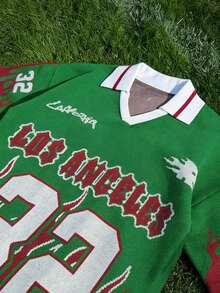 Manfinity EMRG Men's Casual Knit Top With Numeric Flame Pattern Short Sleeve - Multicolor - View 3