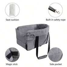 Pet Car Carrier, Cat Dog Bed For Car, Central Console Pet Bag, Car Seat Cushion, Portable Pet Carrier Dog Car Seat Car Seat Covers Dog Car Seat Cover Pet Car Seat - Grey - View 9