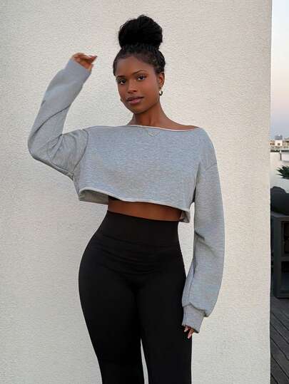 Tyla Gomez Women's Short Casual Sexy Open Shoulder Cropped Sweatshirt,Long Sleeve Tops Graduation,Back To School Outfits,Graduation,Teacher Outfits For Women,Back To School Pullover Fall Outfit