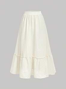 SHEIN MOD Chân váy chữ A xếp ly chấm bi nữ, kiểu dáng thường ngày, đa năng, thích hợp cho hẹn hò và đi chơi. - Màu be - Xem 7