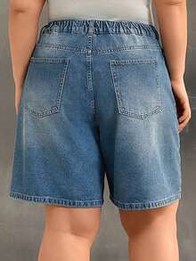 SHEIN City Short High Waist Denim Washed Woman Short Plus Size - Medium Wash - View 2