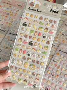MINKOJA 1张3D迷你动物贴纸 快乐食物系列 返校季，返校用品 - 彩色 - 查看 10