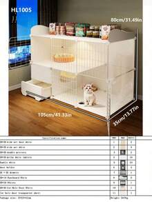 1pc Indoor Cat Cage With Litter Box, 1 Room 1 Bathroom, Suitable For Kittens And Small Cats, Space-Saving Cat Villa - Multicolor - View 5