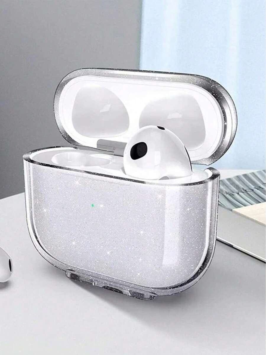 Solid Color Apple Series Minimalist Loose Powder TPU Soft Case Earphone Protection Cover - Clear - View 1