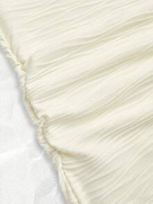 Chiquease 女士休闲性感纹理面料垂褶领口金属装饰褶皱修身T恤，适合日常穿着，纹理面料上衣，一件式上衣，女士上衣，优雅奶油色上衣，女士上衣，正装上衣 - 杏色 - 查看 8