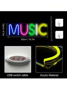 MUSIC Ambient LED Lights, Featuring Creative Letter Designs, Connect Via USB, Suitable For Holiday Decorations, Room Decor, Gifts, Celebrations, Parties, Dates, And Various Other Occasions. - Multicolor - View 10