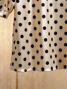 Franclia Women's Elegant Polka Dot Print Beaded Petal Sleeve Blouse, Summer Polkadot Top Puff Sleeve Top Cute Blouses Women's Cute Tops Tops Cute Poka Dots Top Puff Sleeve Blouse Puff Sleeve Top Women - Apricot - View 7