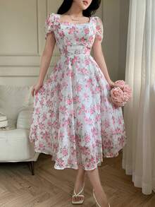 Feyla Elegant Romantic Floral Print Dress For Women - Multicolor - View 6