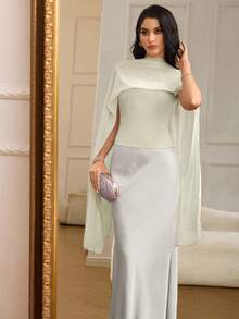 Modelyn Áo hai dây lửng bằng vải chiffon dành cho nữ, ôm eo, gợi cảm và thanh lịch. - màu xanh lá - Xem 1