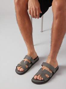 SHUZIA Dép lê đế cao màu xám H Architectural dành cho nam - Đế PU hình học & chống trơn trượt | Thiết kế hở mũi, thích hợp cho những chuyến dạo chơi từ khu nghỉ dưỡng đến thành phố. - Xám - Xem 4