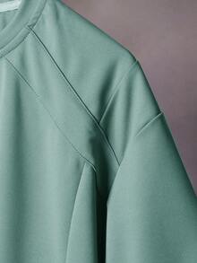 STYNVO Men's Letter Embroidery Graphic Round Neck Casual Versatile Daily Wear Short Sleeve T-Shirt - Cadet Blue - View 3