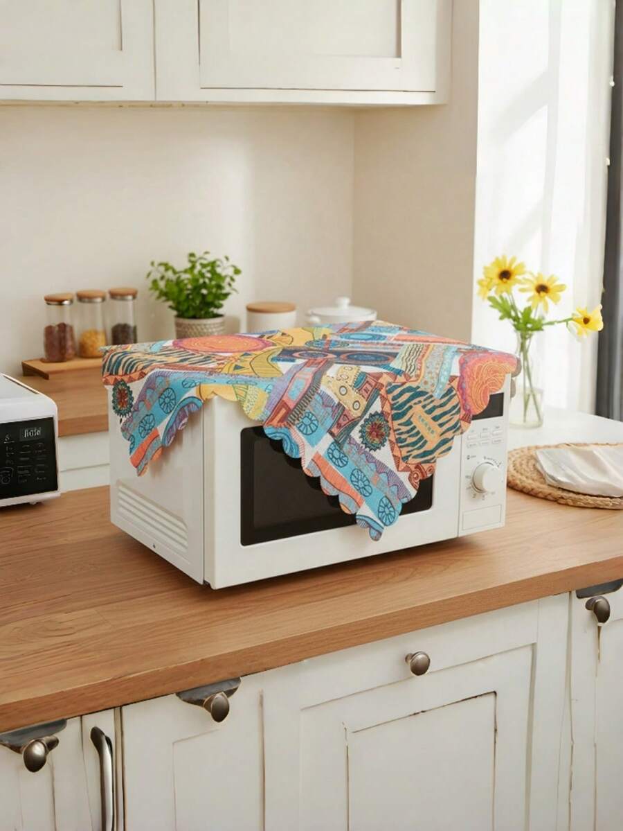 Bohemian Fresh Dust Cover Microwave Oven Fridge Refrigerator Protector Multifunctional Vintage Tapestry Table Cabinet Shelf Home Decor Decorative Throw For Kitchen Bedroom Nightstand - Multicolor - View 1