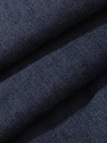 Dazy Plus Bộ đồ denim màu tối gồm 2 món: Áo denim dáng rộng trễ vai và quần jeans ống rộng, thích hợp cho mùa xuân/thu. - Rửa tối - Xem 3