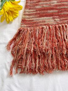Soleia Vestido mini ajustado con tirantes de espagueti, bajo con flecos y con forma de concha, adecuado para la playa, la isla, las vacaciones, el estilo bohemio, vintage y festivo - Multicolor - Ver 5