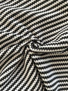 GlowEve Classic Best-Selling Black & White Striped Round Neck Contrast Trim Short Sleeve Casual T-Shirt And Black Drawstring Waist Shorts 2-Piece Set - Black and White - View 6