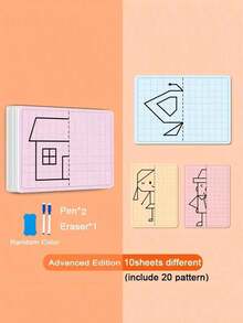 MINKOJA 20 Patterns Cartoon Lattice Symmetrical Drawing Graphics . Creative Concentration Train Tracing Painting Cards Wipe Pen Control - Multicolor - View 14