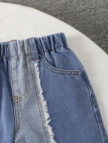 Streecool Kids Quần jeans rách phối nhiều mảnh, kiểu dáng đường phố, cá tính dành cho bé trai. - Rửa trung bình - Xem 4