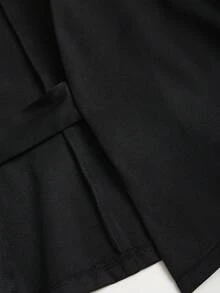 Sweetra Elegante chaqueta tipo blazer de estilo francés con diseño de escote en V y tirantes cruzados en color negro, moda minimalista y práctica para mujer, para primavera/verano - Negro - Ver 4